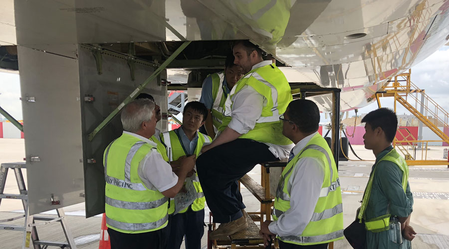 employees working on an aircraft as part of an audit