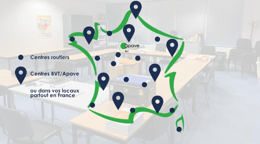 Map of BVT training centers in France