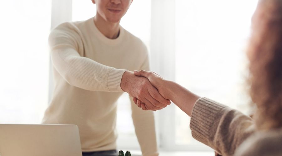 Two persons handshaking