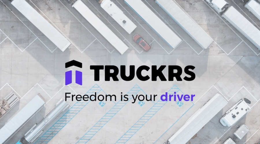 Parking with trucks and Truckrs tagline "Freedom is your driver"