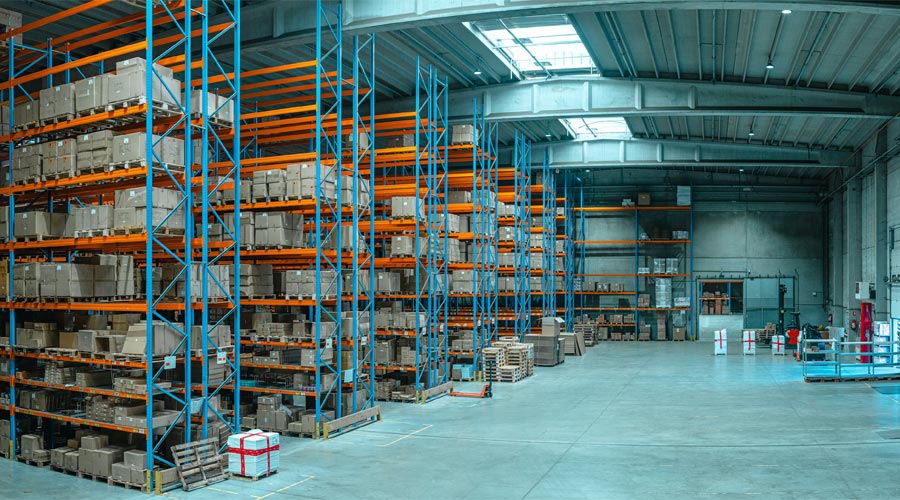 Warehouse with packaged goods