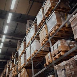 Warehouse with packaged goods