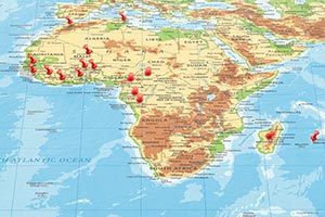 Carte des implantations Apave en Afrique