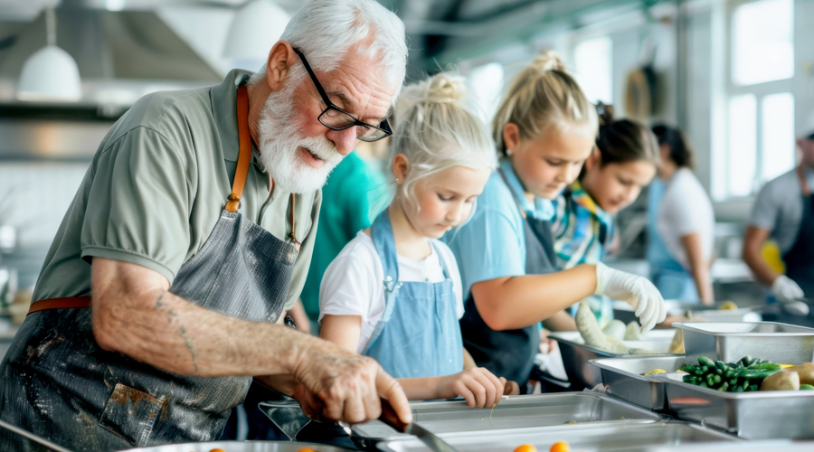 Atelier cuisine regroupant seniors et jeunes enfants