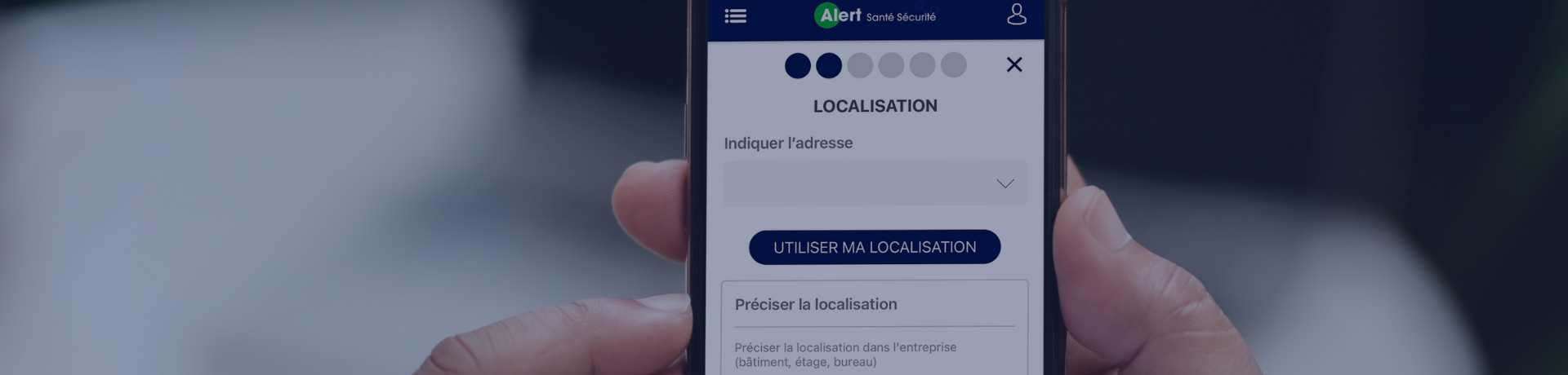 Visuel de l'écran de l'application mobile Alert Santé Sécurité