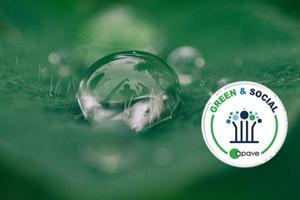 Feuille contenant une goutte d'eau et le logo Green&Social