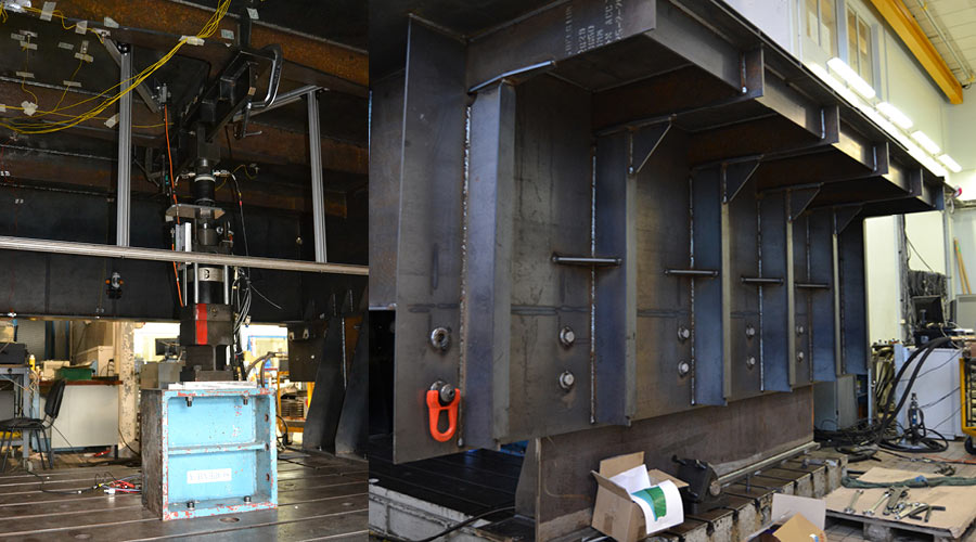 On the left, the structural test sensors. On the right, the equipment under test.