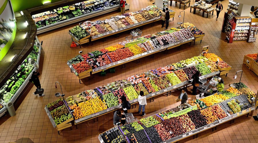 Food supermarket shelf