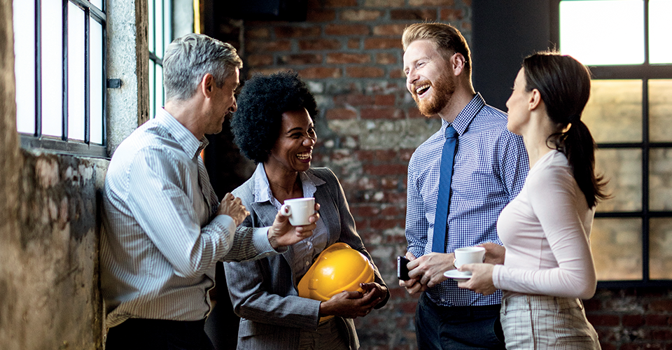 A group of people talking