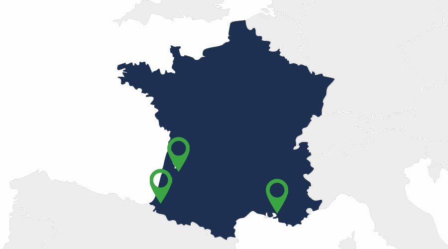Carte des implantations Aquass en France