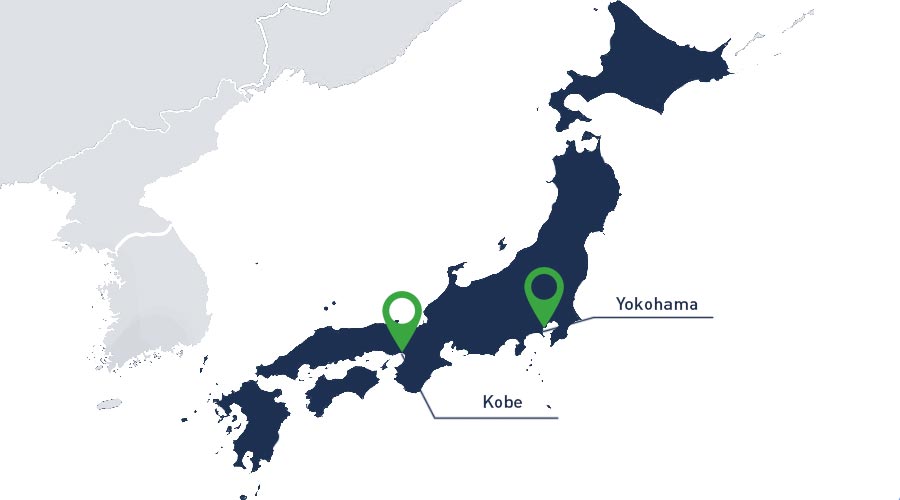 Carte de l'implantation Apave au japon